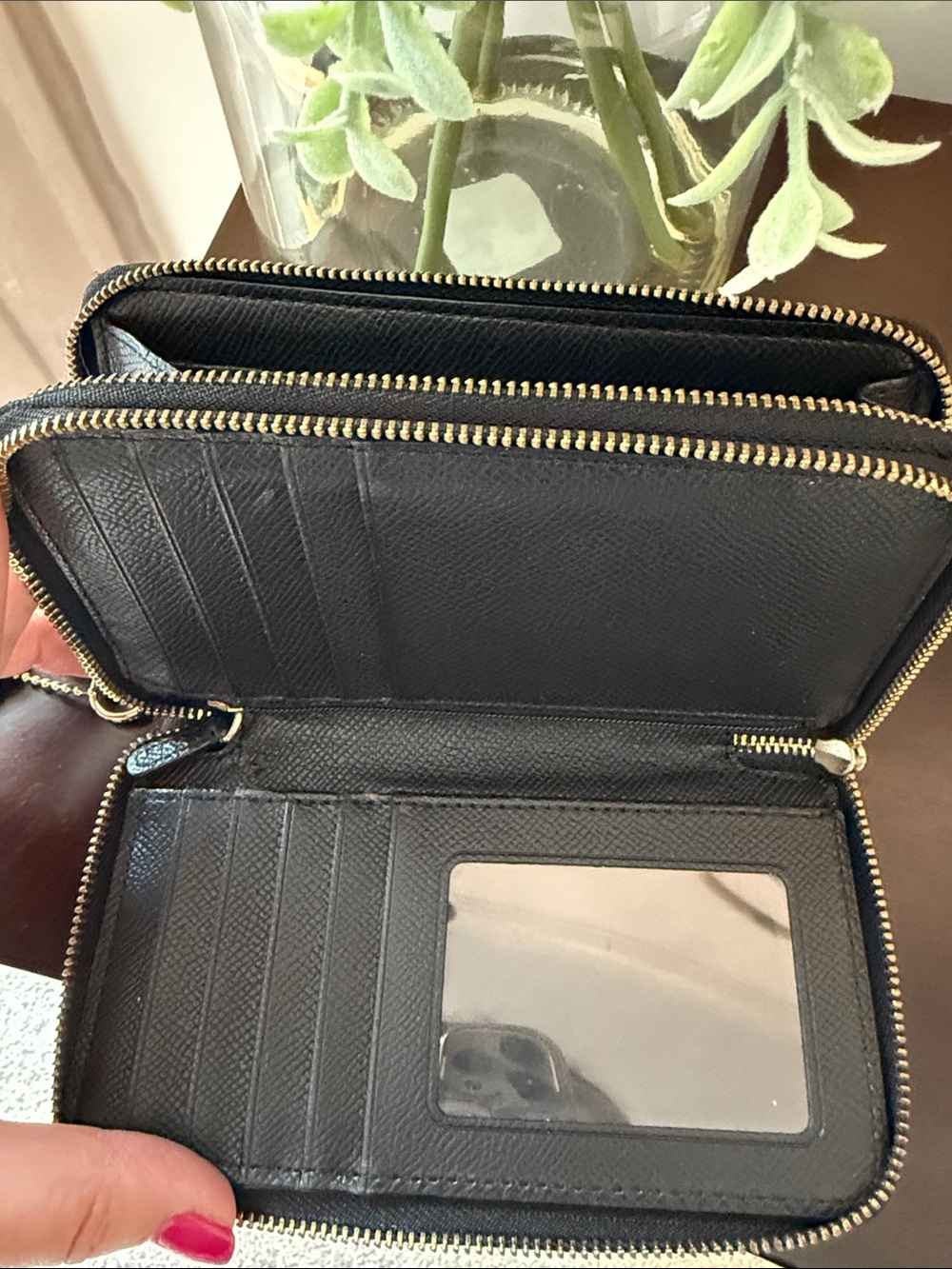 Coach Brown and Black Signature Zip Wallet with Gold Logo - Picture 6 of 9
